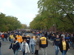 the band approaching the stadium