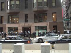 cops staging outside of the modnadnock building