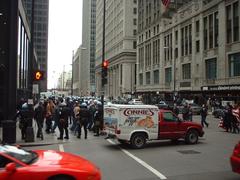 the plaza encased in a thin layer of police