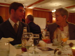 andrew and grandma talking after dinner