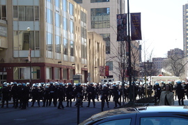masses of police officers west of the watertower