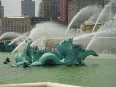 a mer-creature in the fountain