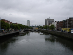 looking east down the liffey from the haypenny bridge