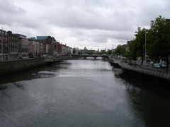 looking west up the liffey from the haypenny bridge