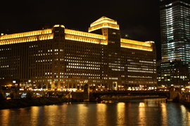 the merchandise mart at night