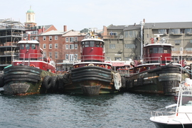 tugboats, front view