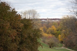 looking out towards north campus from the arb